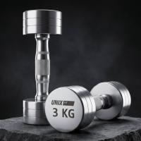 Гантель UNIX Fit PRO круглая хромированная 3 кг, 2 шт.