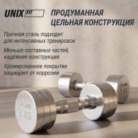 Гантель UNIX Fit PRO круглая хромированная 3 кг, 2 шт.