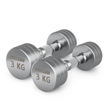Гантель UNIX Fit PRO круглая хромированная 3 кг, 2 шт.