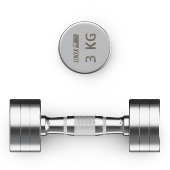 Гантель UNIX Fit PRO круглая хромированная 3 кг, 2 шт.