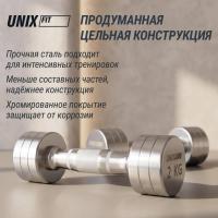 Гантель UNIX Fit PRO круглая хромированная 2 кг, 2 шт.
