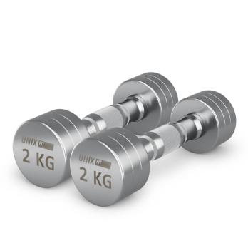 Гантель UNIX Fit PRO круглая хромированная 2 кг, 2 шт.