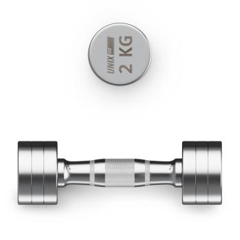 Гантель UNIX Fit PRO круглая хромированная 2 кг, 2 шт.