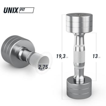 Гантель UNIX Fit PRO круглая хромированная 2 кг, 2 шт.