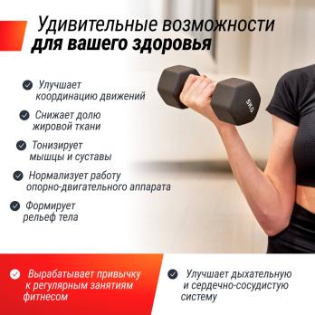 Гантель UNIX Fit неопреновая 5 кг черный, 2 шт.