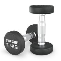 Гантель UNIX Fit PRO круглая обрезиненная 2,5 кг, 2 шт.