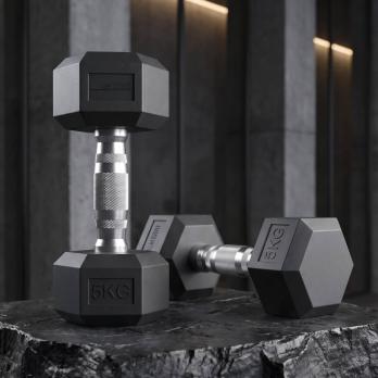Гантель гексагональная UNIX Fit обрезиненная 5 кг, 2 шт.