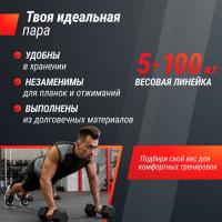 Гантель гексагональная UNIX Fit обрезиненная 2,5 кг, 2 шт.