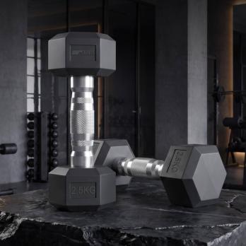 Гантель гексагональная UNIX Fit обрезиненная 2,5 кг, 2 шт.