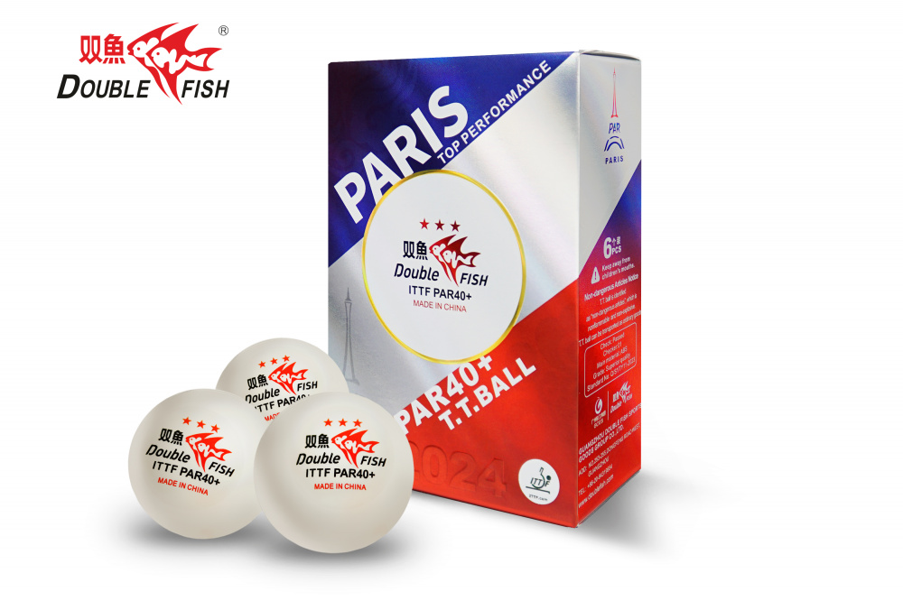Мячи для н/т Double Fish PAR40+ 3*** (paris(6 шт/упак.) р-р.40+
