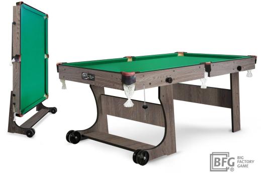 Бильярд BFG Compact Light 6 (Анкор) (РП, анкор темный (ЛДСП), ЛДСП_16, Manchester 45 Yellow green ш1,98м, Х/б сетка)