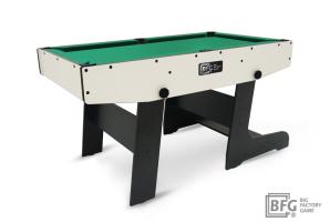 Бильярд BFG Compact Moby 4 (Стандарт) (Пул, серый/черный (ЛДСП), ЛДСП_16, Manchester 45 Yellow green ш1,98м, Х/б сетка)