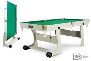Бильярд BFG Compact Light 6 (Серый) (Пул, серый (ЛДСП), ЛДСП_16, Manchester 45 Yellow green ш1,98м, Х/б сетка)