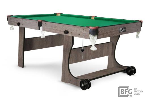 Бильярд BFG Compact Light 5 (Анкор) (Пул, анкор темный (ЛДСП), ЛДСП_16, Manchester 45 Yellow green ш1,98м, Х/б сетка)
