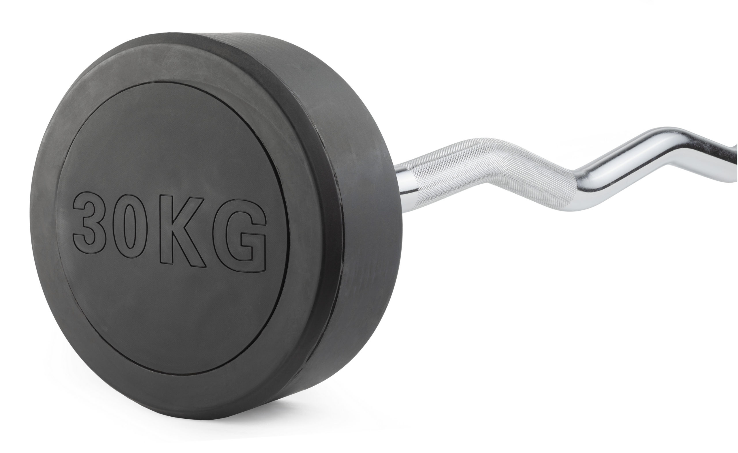 Штанга неразборная обрезиненная 30 кг. Изогнутый гриф. VictoryFit VF-DX5300