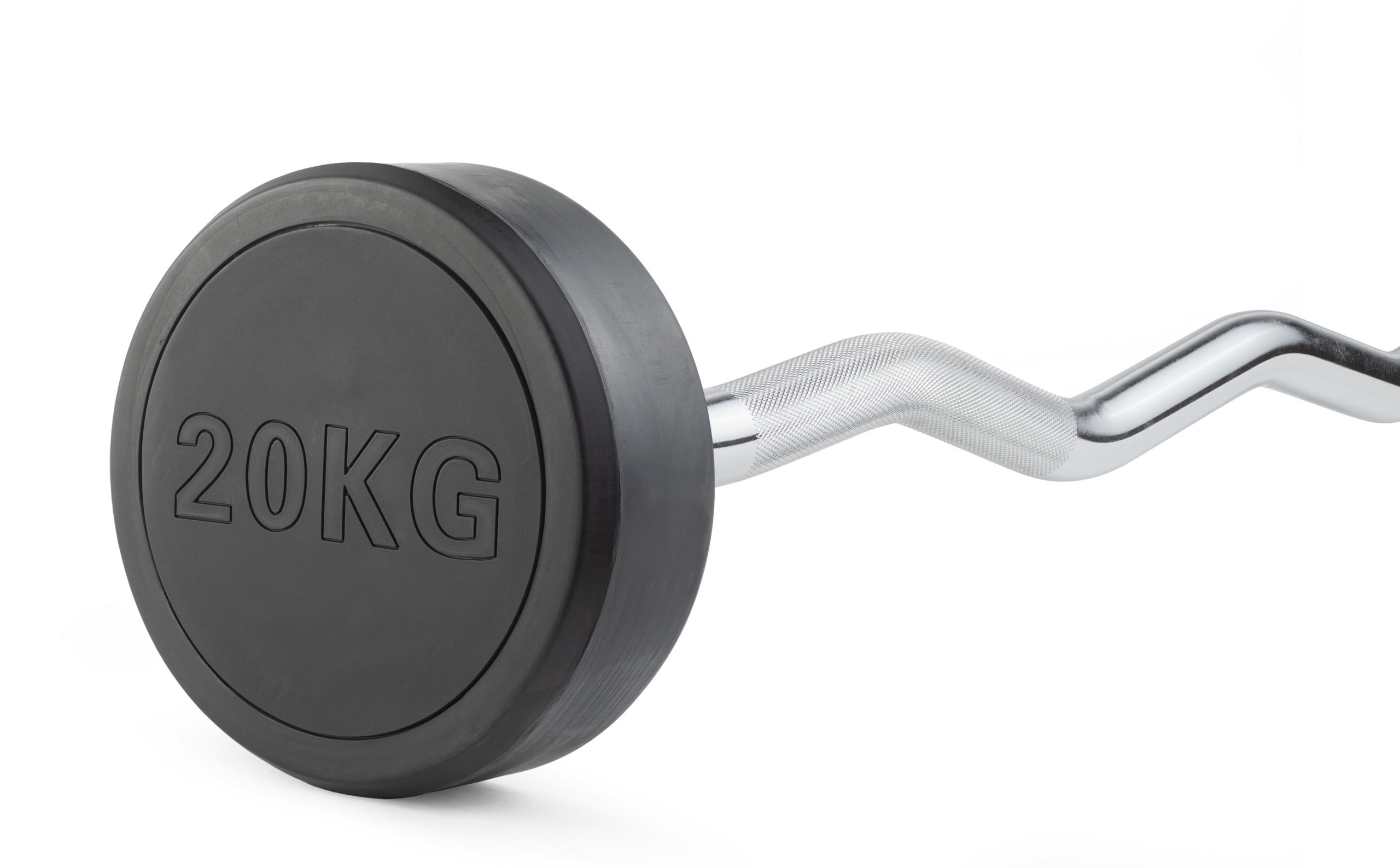 Штанга неразборная обрезиненная 20 кг. Изогнутый гриф. VictoryFit VF-DX5200