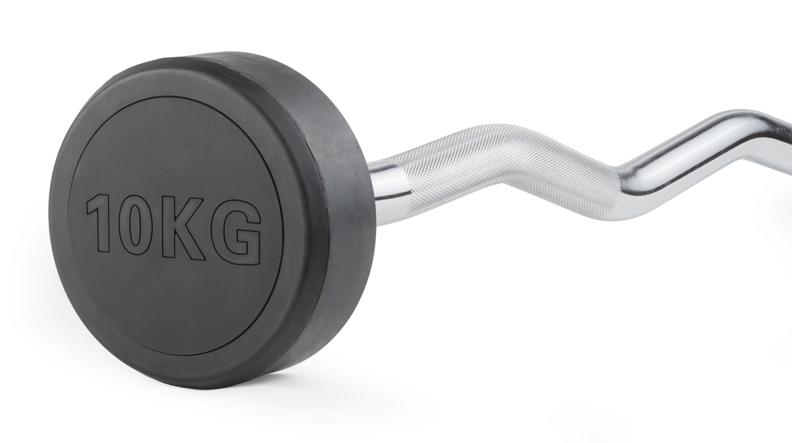 Штанга неразборная обрезиненная 10 кг. Изогнутый гриф. VictoryFit VF-DX5100