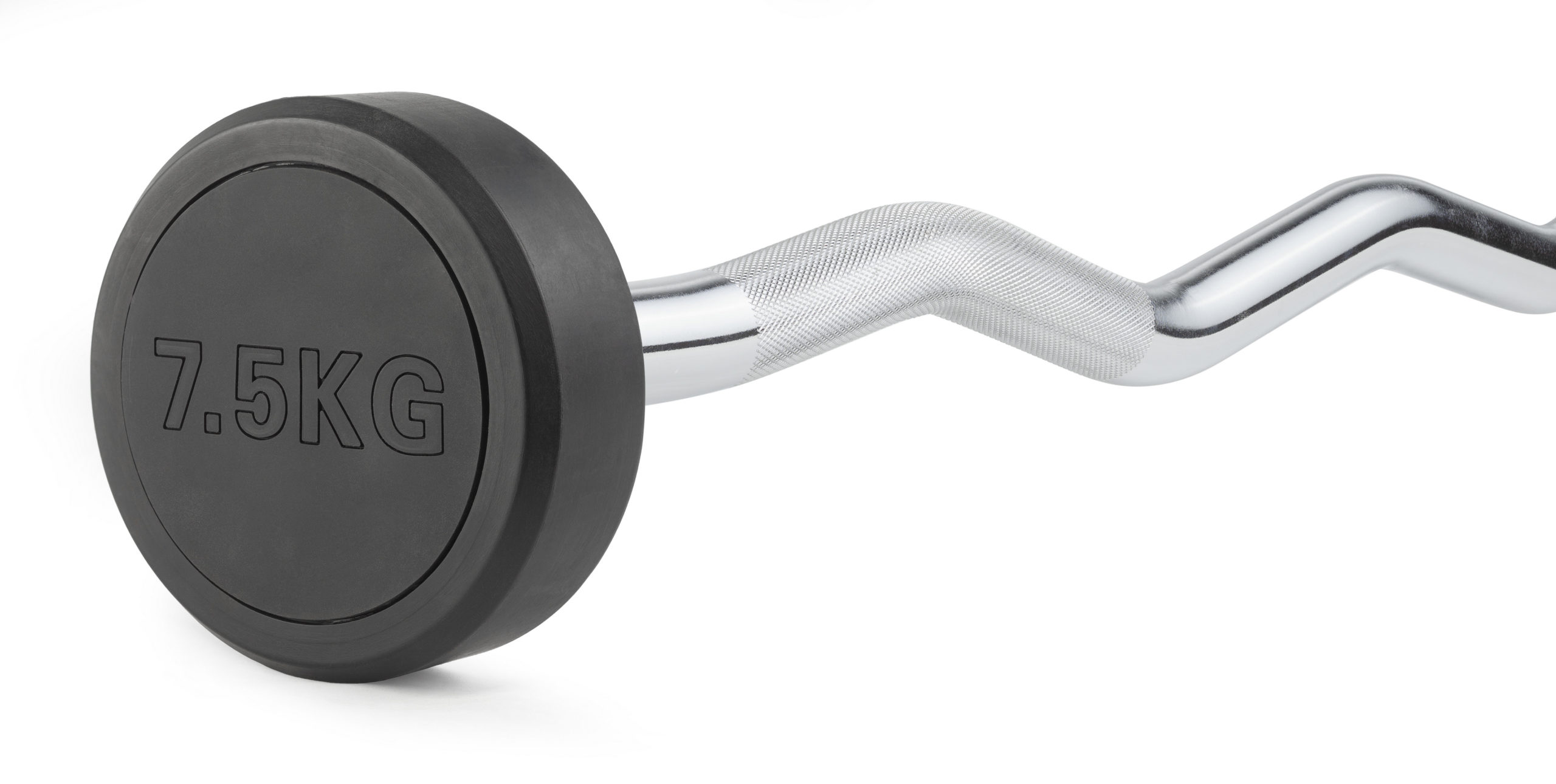 Штанга неразборная обрезиненная 7,5 кг. Изогнутый гриф. VictoryFit VF-DX5075