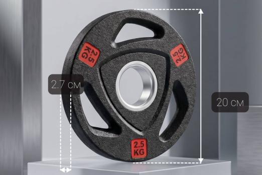 Диск 51 мм. NEO обрезиненный с 3-мя хватами 2,5 кг, VictoryFit VF-ST51025