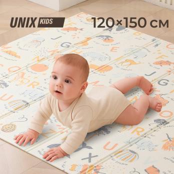 Игровой коврик складной UNIX Kids Learning / Познания 120x150 см бежевый