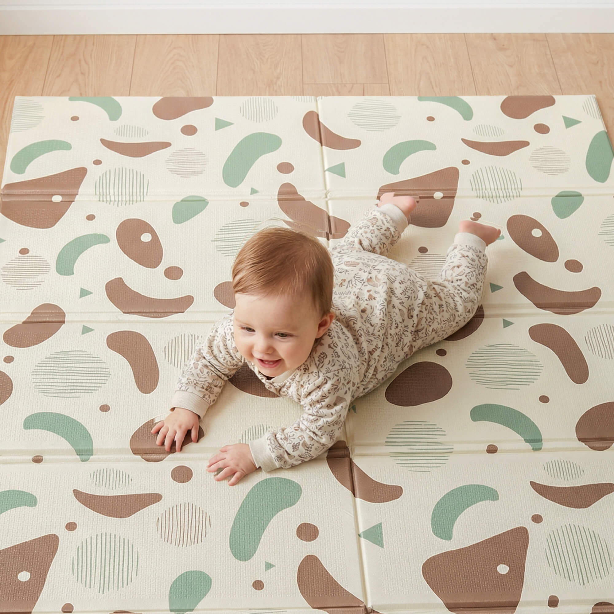 Игровой коврик складной UNIX Kids Traces / Следы 120x150 см коричневый