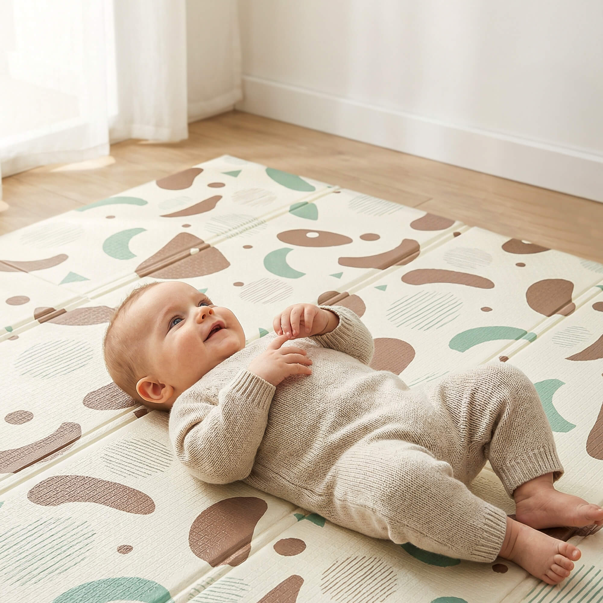 Игровой коврик складной UNIX Kids Traces / Следы 180x200 см коричневый