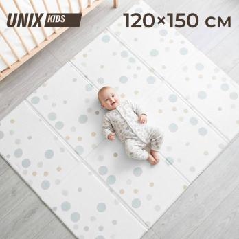 Игровой коврик складной UNIX Kids Circles / Круги 120x150 см серый