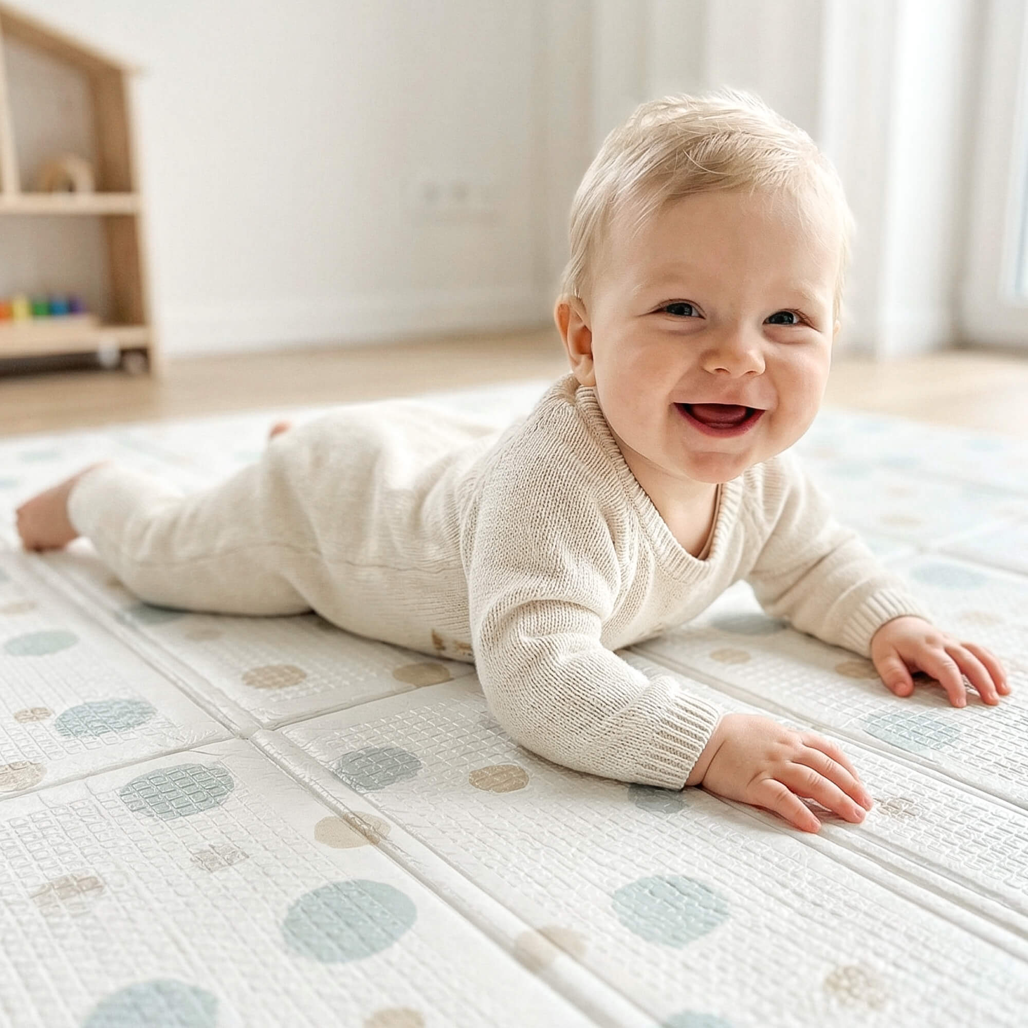 Игровой коврик складной UNIX Kids Circles / Круги 150x180 см серый