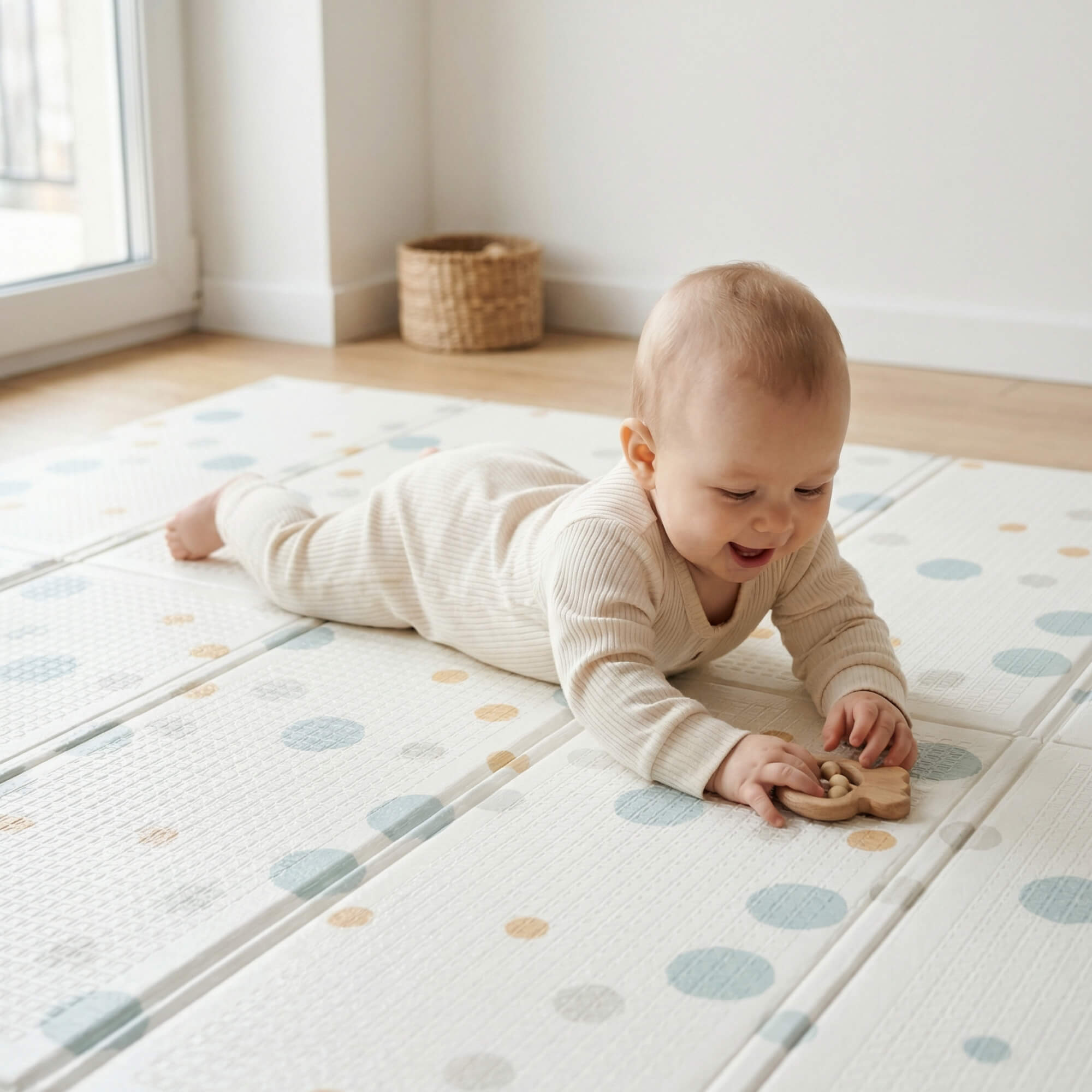 Игровой коврик складной UNIX Kids Circles / Круги 180x200 см серый