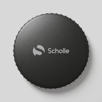 Батут каркасный 360см (12фут), SCHOLLE, с защитной сеткой и лестницей, красный/синий