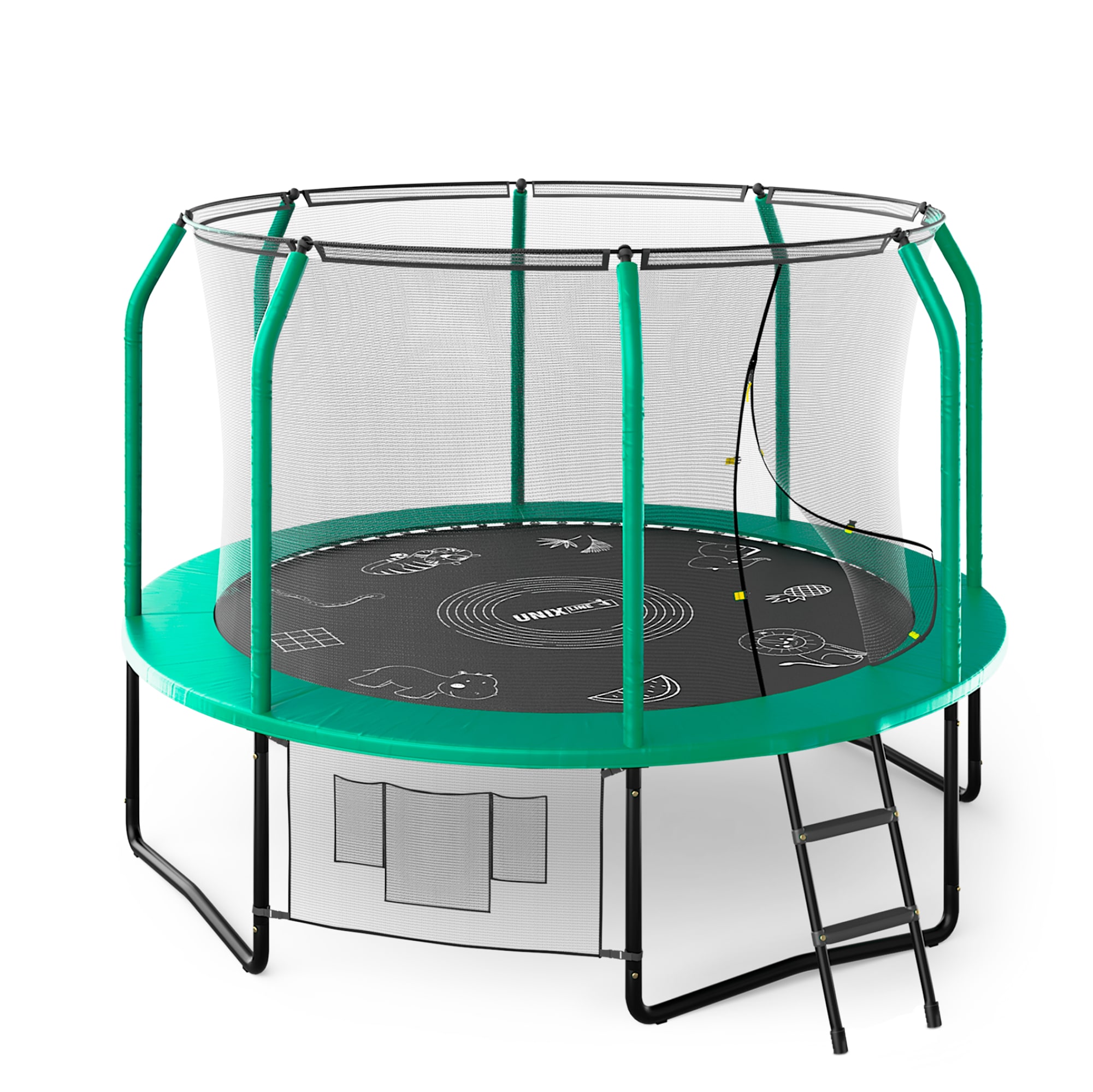 Батут UNIX Line Премиальный с играми / Supreme Game 10 ft (305 см) зеленый