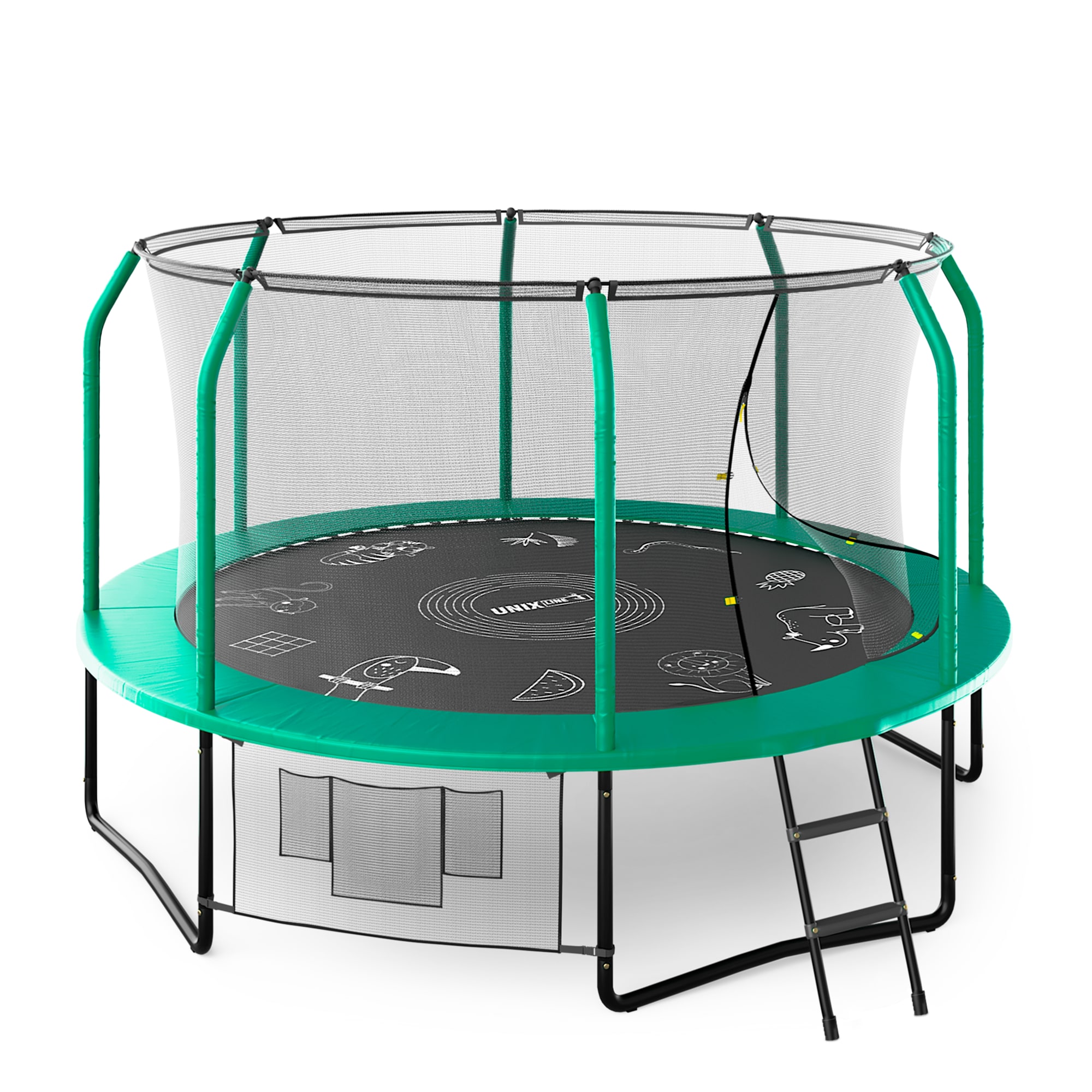 Батут UNIX Line Премиальный с играми / Supreme Game 12 ft (366 см) зеленый