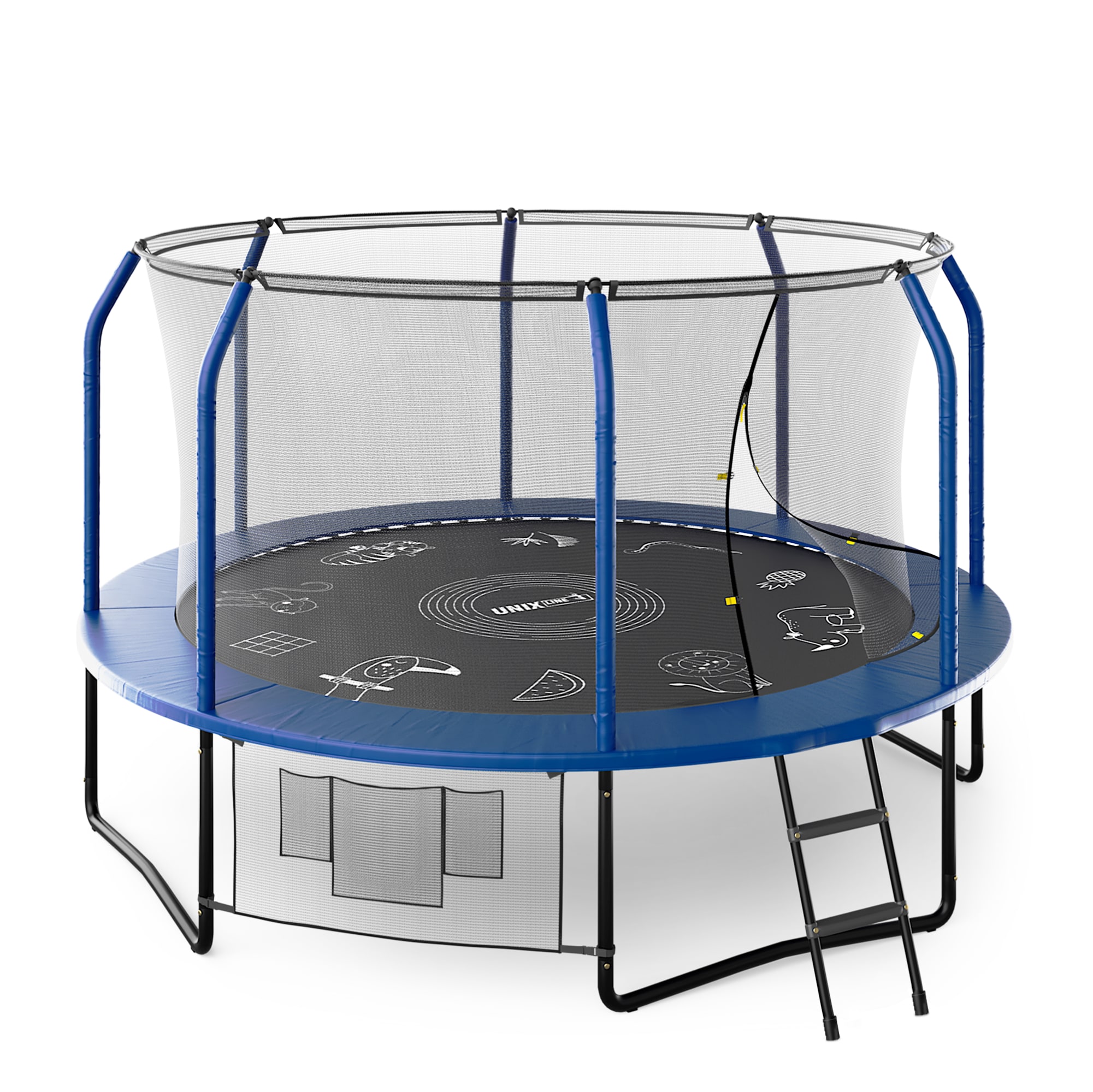 Батут UNIX Line Премиальный с играми / Supreme Game 12 ft (366 см) синий