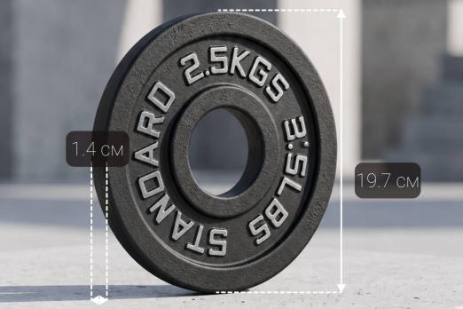 Диск 51 мм. чугунный окрашенный 2,5 кг, VictoryFit VF-SC510250