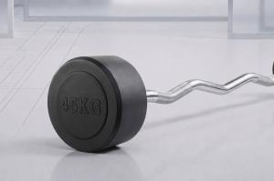 Штанга неразборная обрезиненная 45 кг. Изогнутый гриф. VictoryFit VF-DX5450