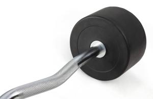 Штанга неразборная обрезиненная 45 кг. Изогнутый гриф. VictoryFit VF-DX5450