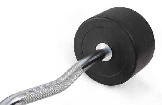 Штанга неразборная обрезиненная 45 кг. Изогнутый гриф. VictoryFit VF-DX5450
