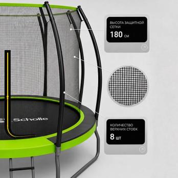 Батут каркасный 360см (12фут), SCHOLLE, JUMPER, с защитной сеткой и лестницей, зеленый