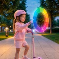 Самокат UNIX Kids Light с подсветкой, розовый