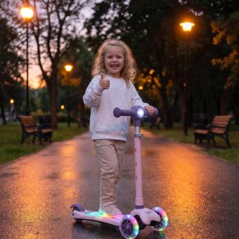 Самокат UNIX Kids Light с подсветкой, розовый