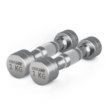 Гантель UNIX Fit PRO круглая хромированная 1 кг, 2 шт.