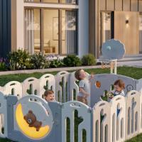 Манеж UNIX Kids DeLuxe V2 / Делюкс серый 150 x 180 см, с баскетбольным кольцом и ковриком
