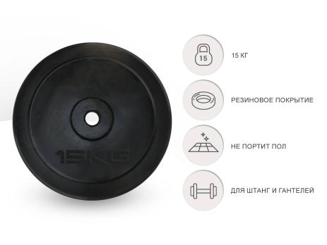 Диск обрезиненный UNIX Fit 15 кг, 25 мм